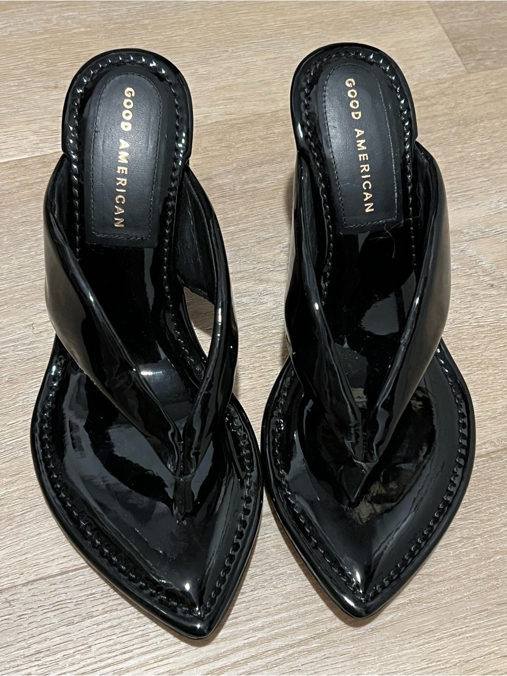 NIB Good American Cinder-f*cking-rella Black Patent Wedge - Picture 5 of 7